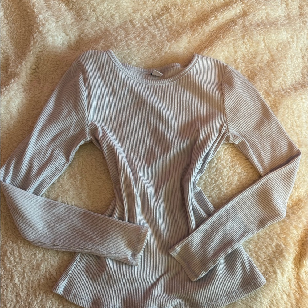 Old Navy Ribbed Long Sleeve Top - Light Gray